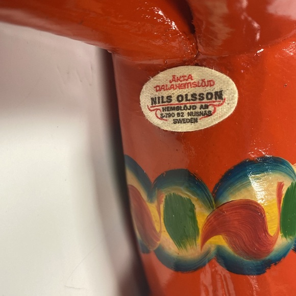 Nils Olsson Wood Dala Horse Figure Folk 7" tall at the ears Sweden colorful - Picture 6 of 10